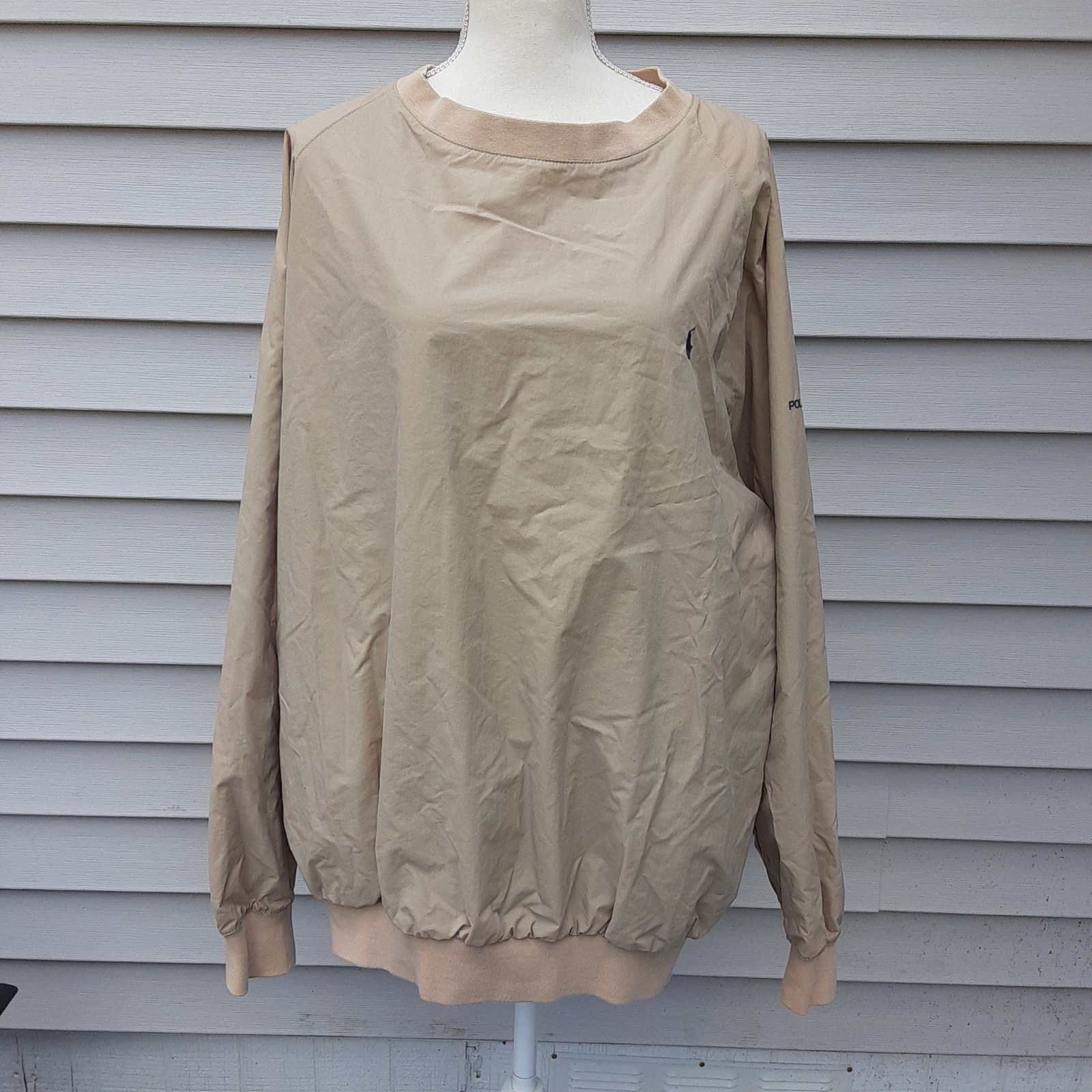 Polo Ralph Lauren Jacket Mens Large Beige Pullover Golf Windbreaker Lightweight
